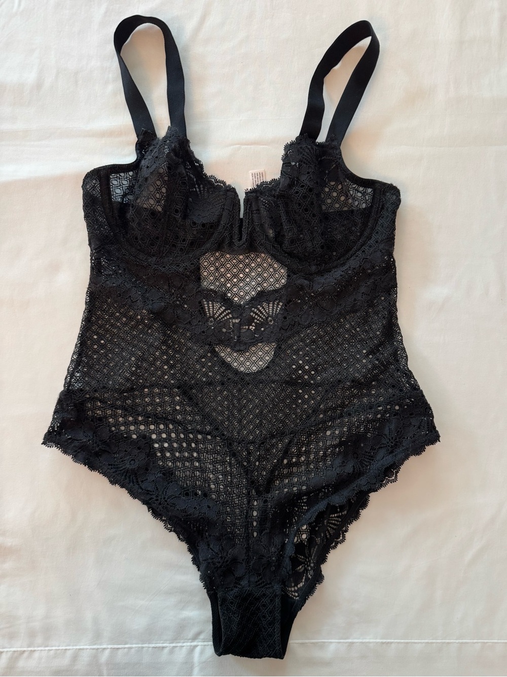 Auden Black Lace Underwire Teddy Bodysuit | Women’s Size S | Sheer Lingerie